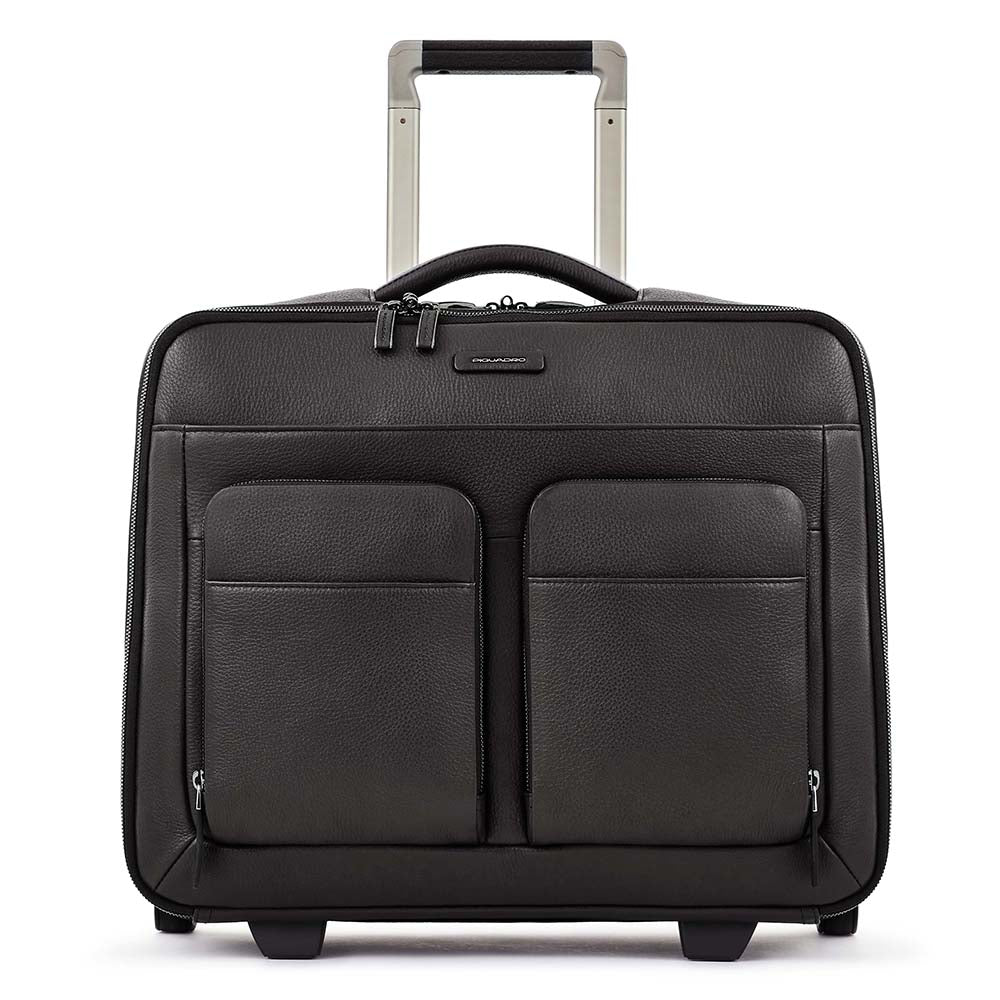 Piquadro PQLP Piloten Trolley 15,6 Zoll Schwarz Leder