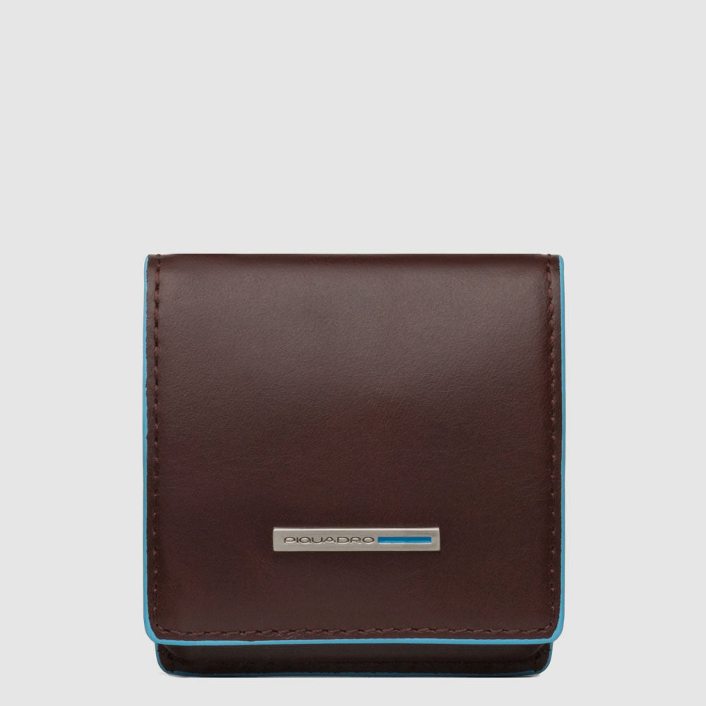 Piquadro Blue Square Münzbörse Leder Schwarz Quadratisch