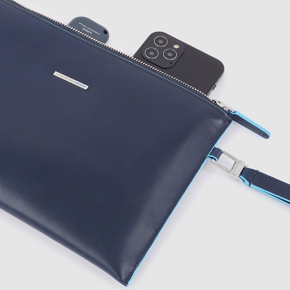 Piquadro Black Square Pochette Herrentasche Schwarz Leder