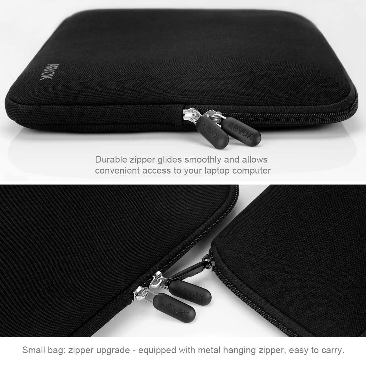 ARVOK Business Laptop Sleeve 15,6 Zoll Schwarz Canvas Tasche