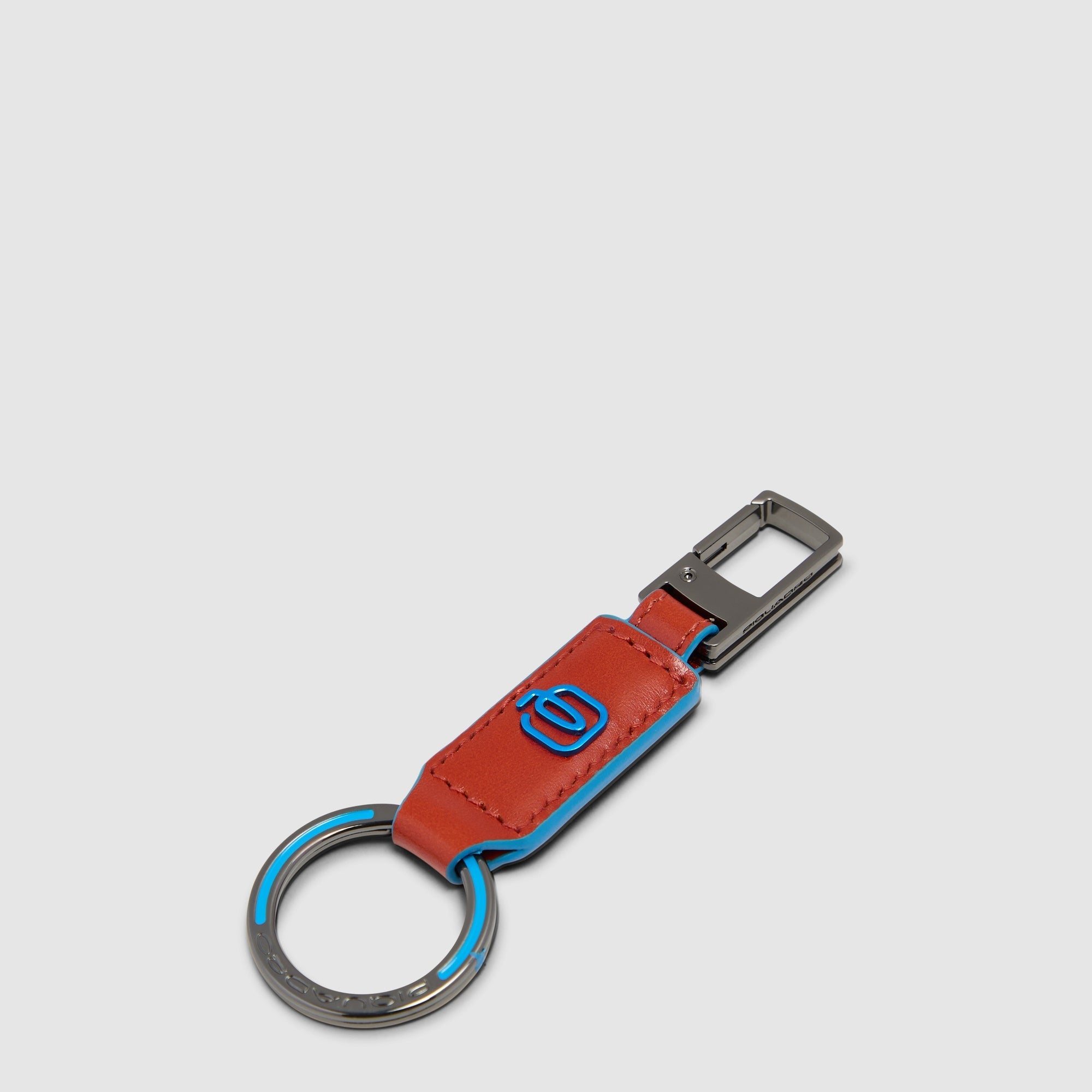Piquadro Blue Square Karabiner Schlüsselanhänger Blau Leder