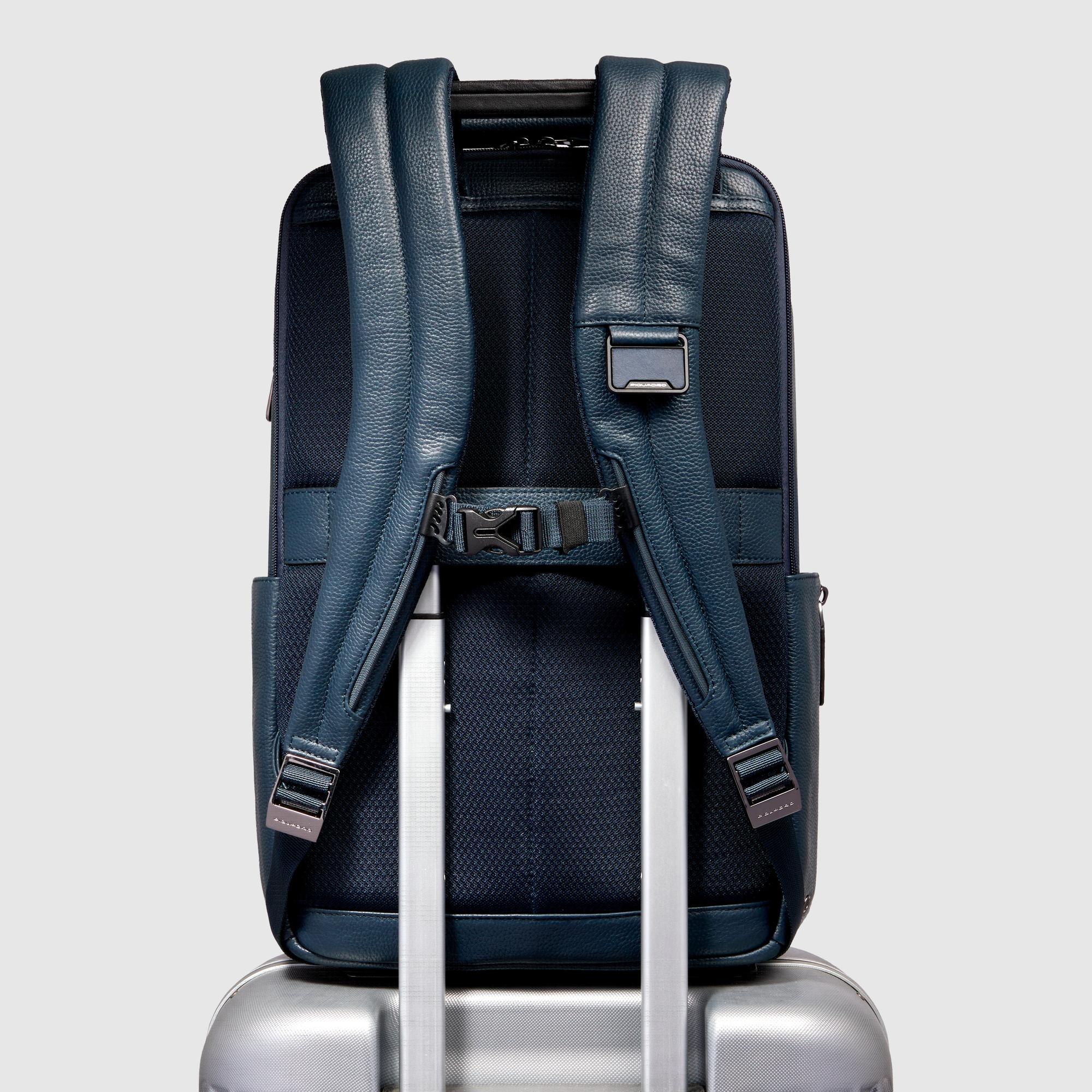 Piquadro Blue Square Rucksack 14 Zoll Leder Blau Laptop