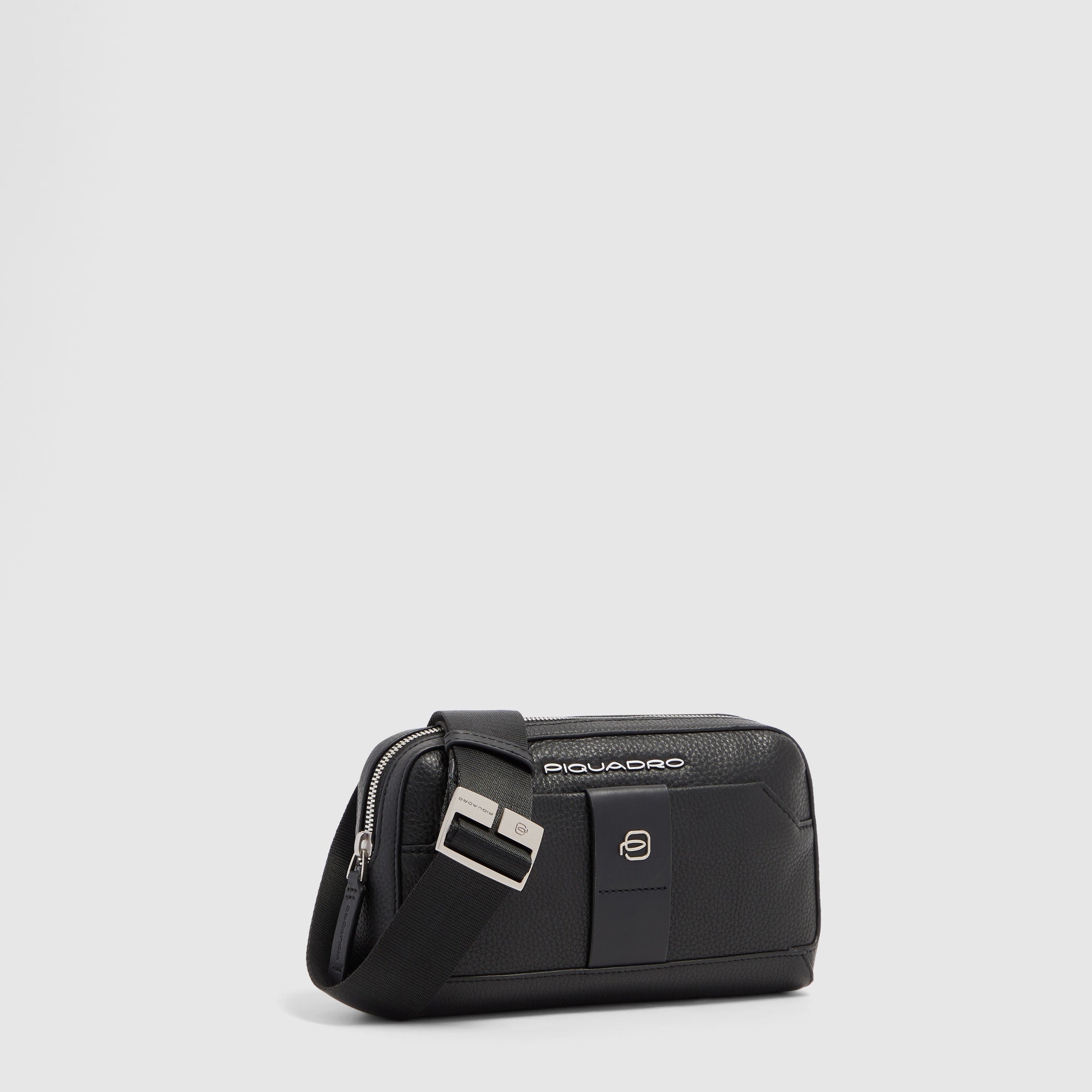 Piquadro Black Square Pochette Herren Leder schwarz Riemen