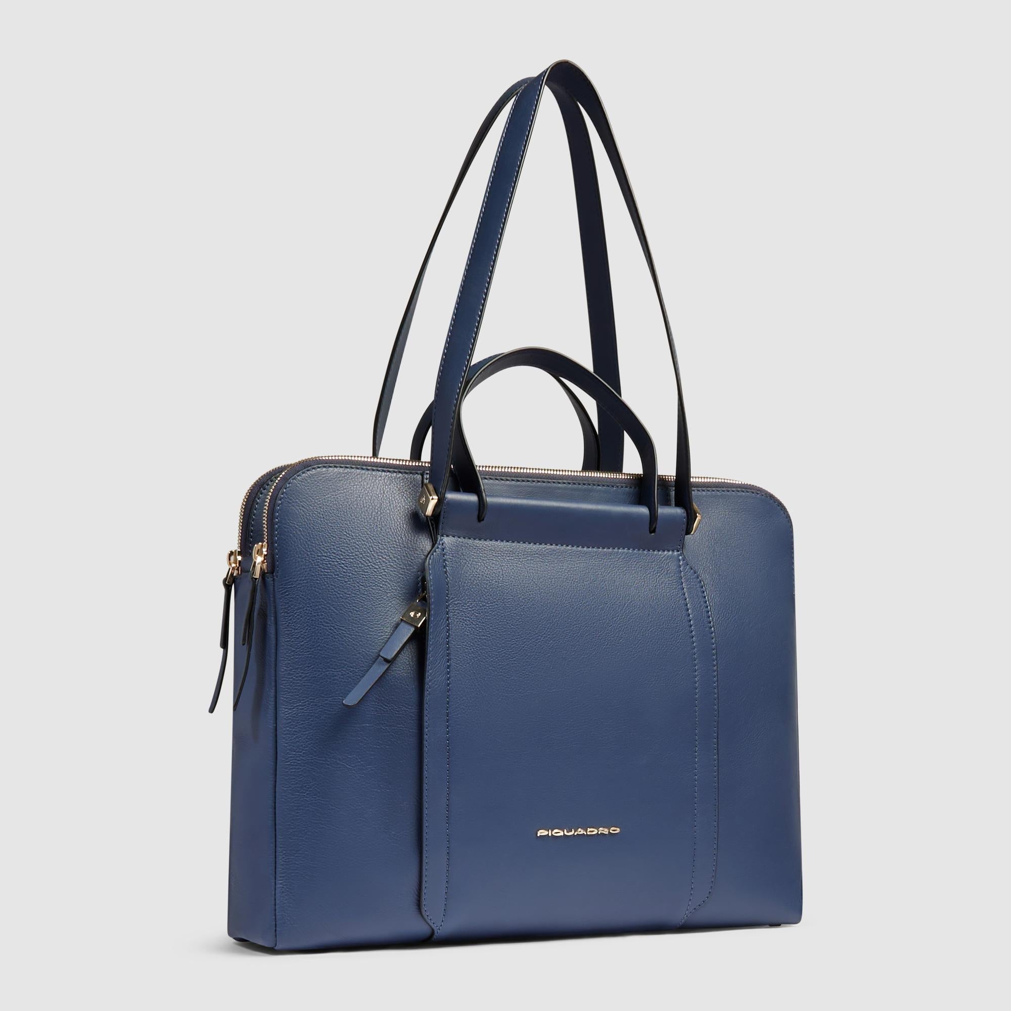 Piquadro Patricia Laptop Tasche 15 Zoll Schwarz Damen Leder
