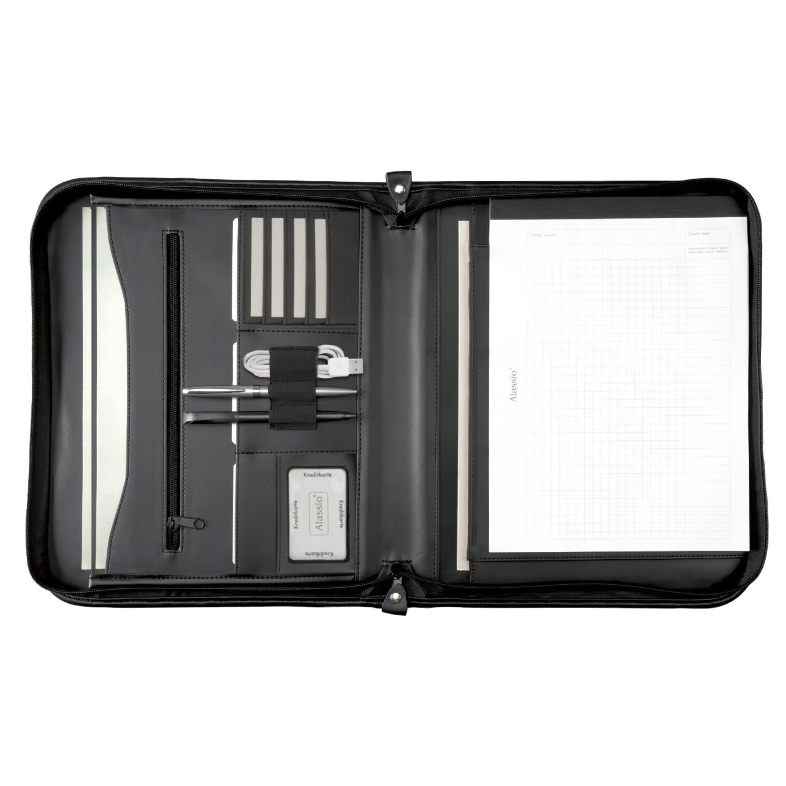 Lightpak Vernazza Reißverschlussmappe A4 Schwarz 36 cm