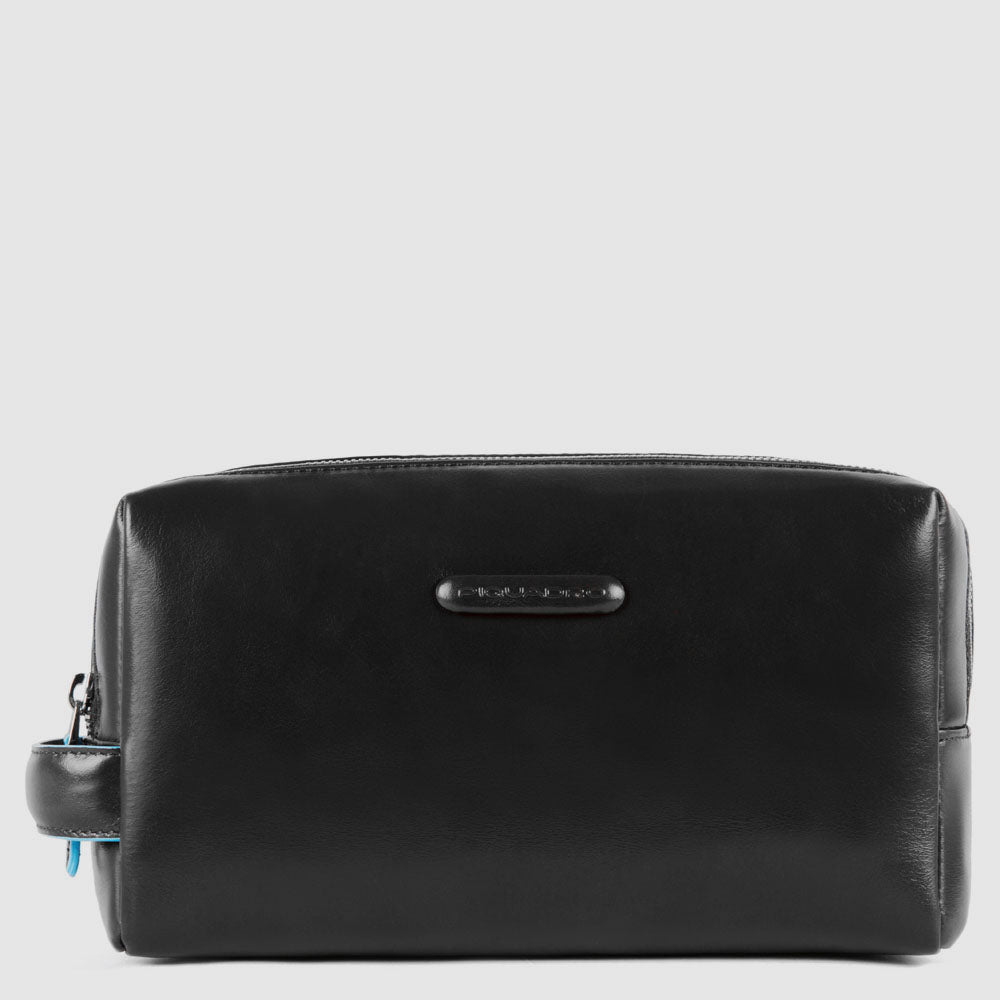 Piquadro PQ-Light Beauty Case Leder Herren 2 Fächer schwarz