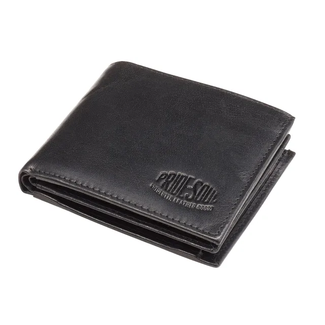 Lightpak Viva Geldbörse Leder schwarz Querformat 6 Kartenfächer