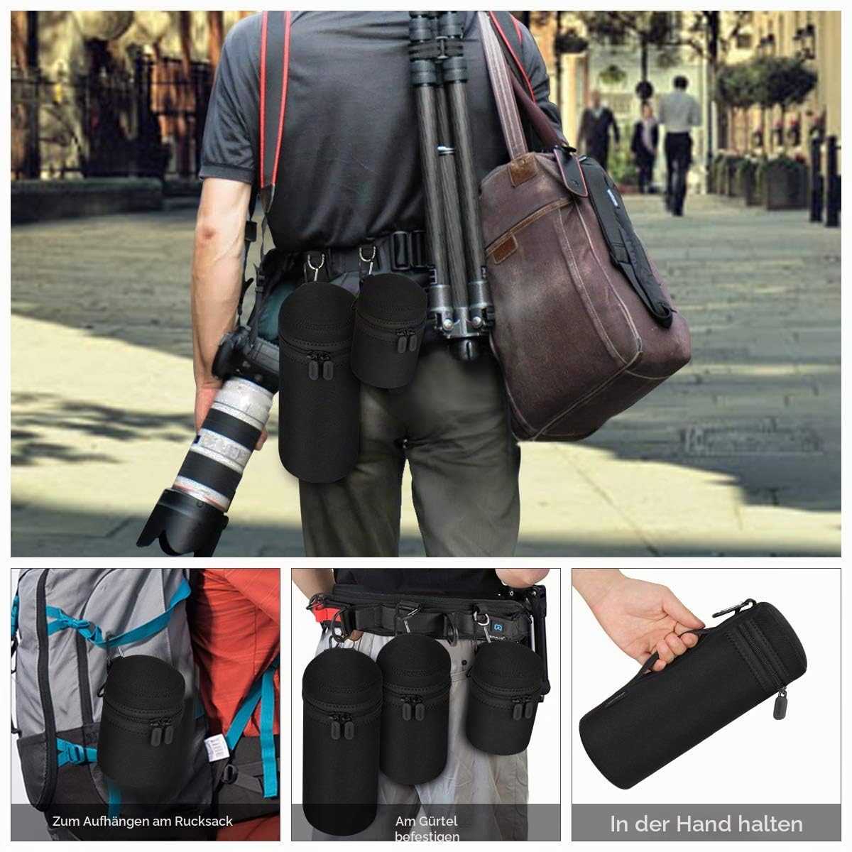 ARVOK Travel Accessories Objektivtasche 4er-Set Neopren S-XL