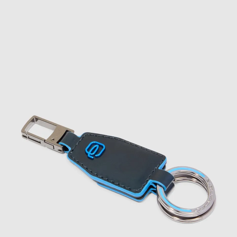Piquadro Blue Square Schlüsselanhänger Leder Blau teilbar