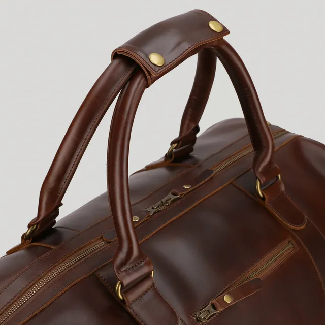Buckle & Seam Leather Handle Griffstück Braun Leder