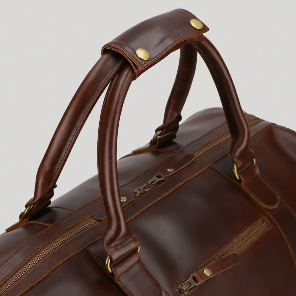 Buckle & Seam Leather Handle Griffstück Braun Leder