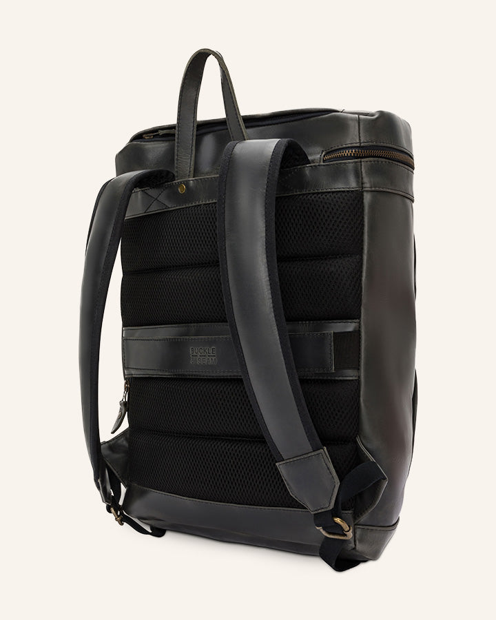 Buckle & Seam Siwa Leder Rucksack 23L 16 Zoll Braun Punkte