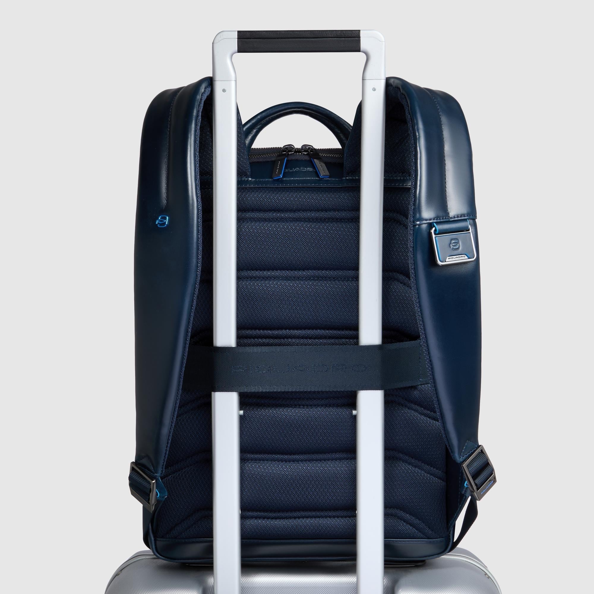 Piquadro Blue Square Rucksack 14 Zoll blau Leder RFID