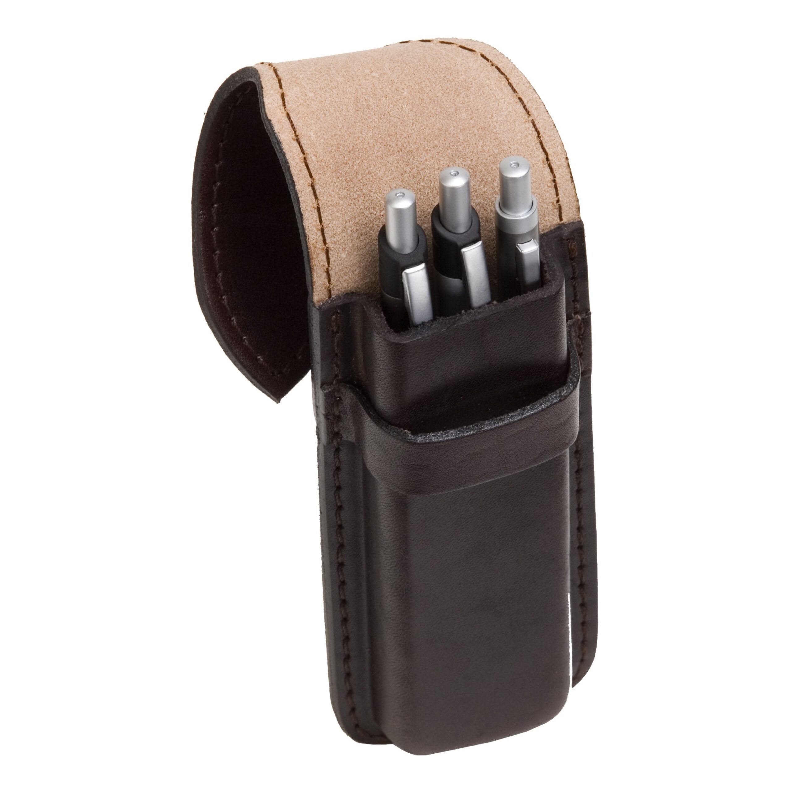 Lightpak Stifteetui Sattelleder braun für 3 Stifte mit Schlaufe