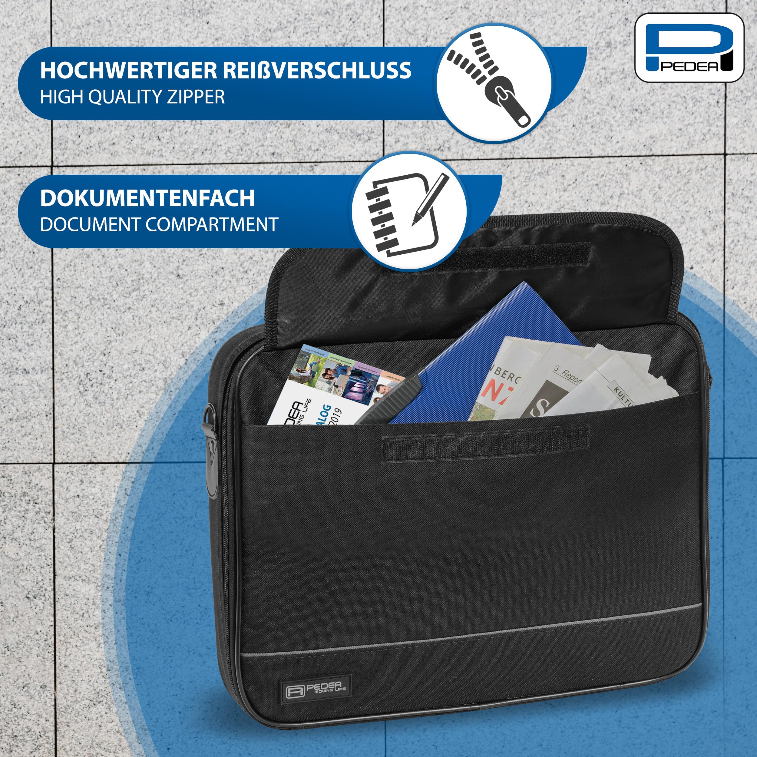 Pedea Fair 15,6 Zoll Laptoptasche schwarz Schultergurt