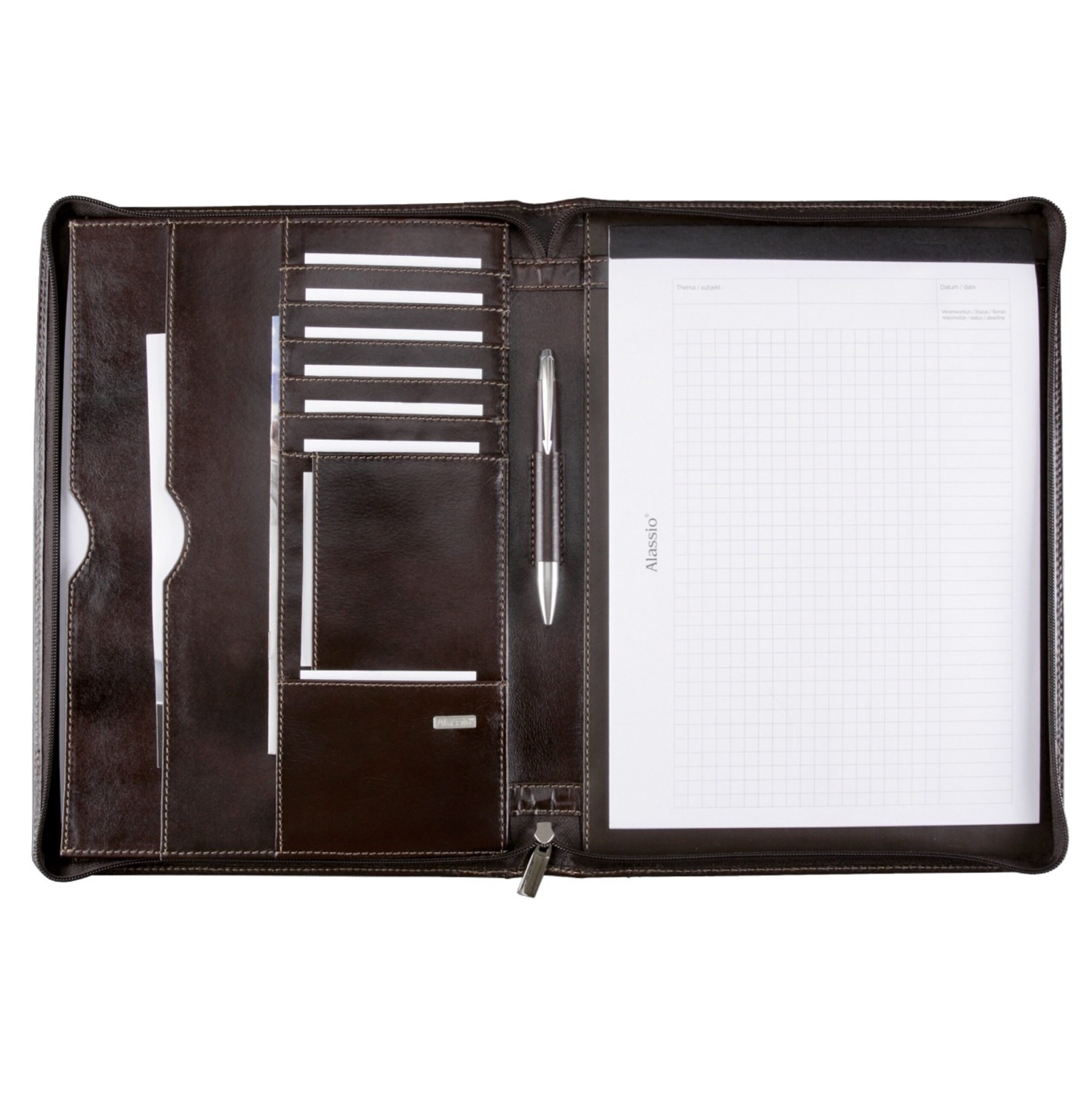 Lightpak Monaco A4 Schreibmappe Leder braun antik Zip