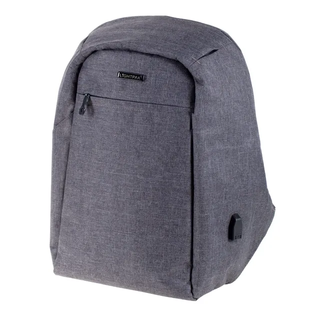 Lightpak Safebag Rucksack Grau 15 Zoll Laptop USB