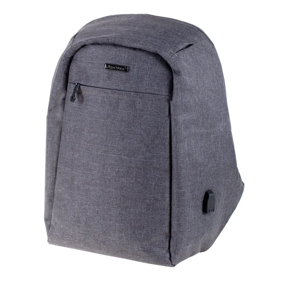 Lightpak Safebag Rucksack Grau 15 Zoll Laptop USB