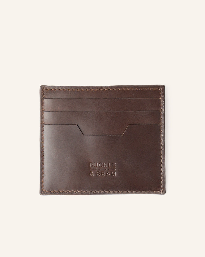 Buckle & Seam Sterling Card Holder Leder Braun 6 Karten