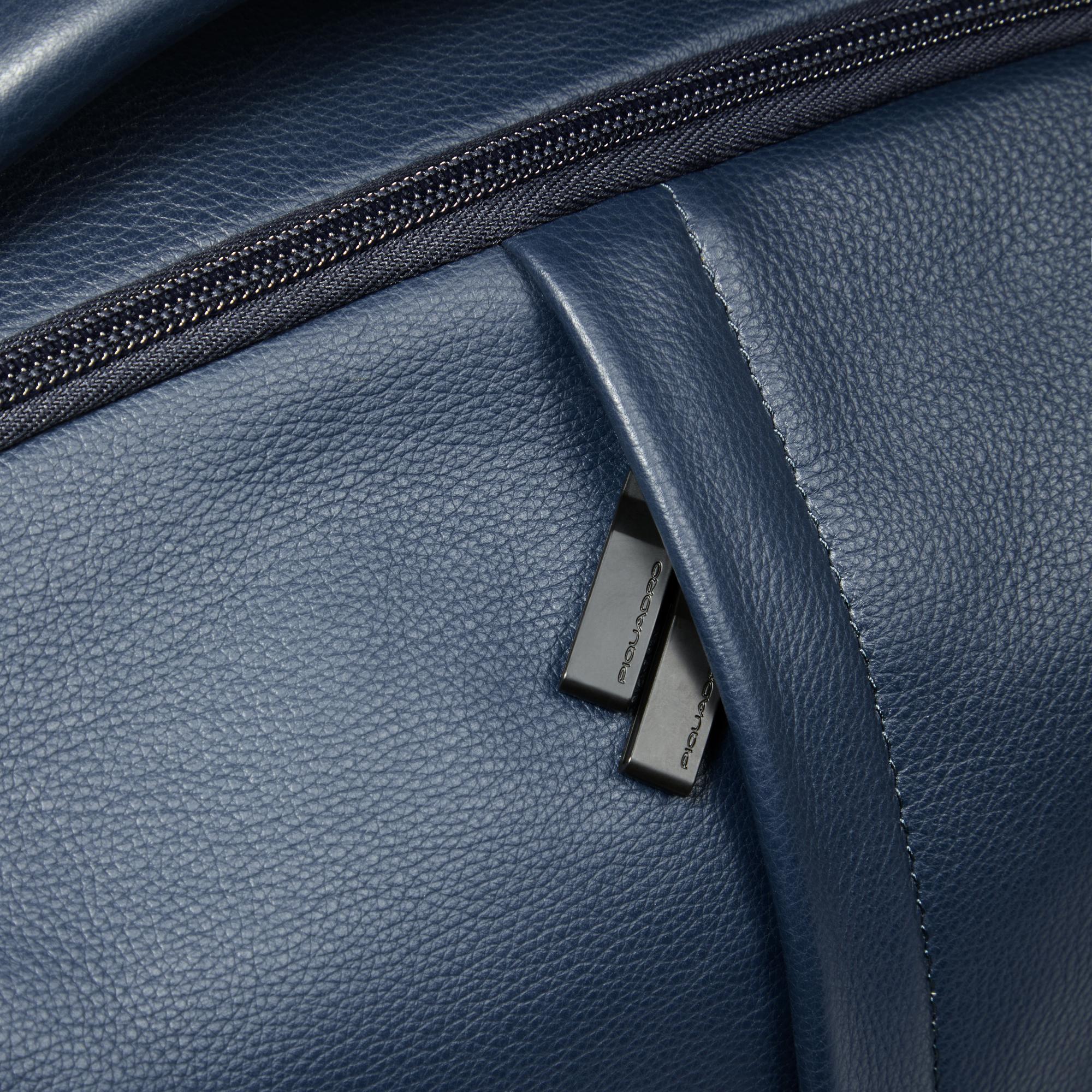 Piquadro Black Square Laptop Rucksack 14 Zoll Blau Leder
