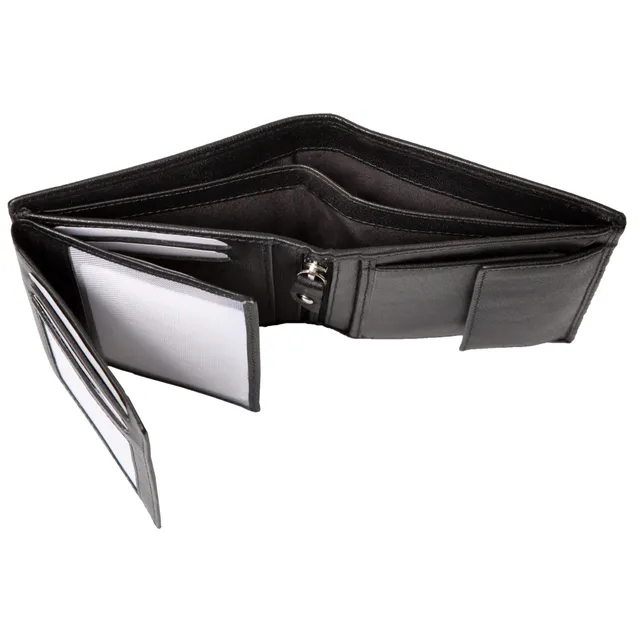 Lightpak Geldbörse Hochformat schwarz Leder 12x9,5 cm