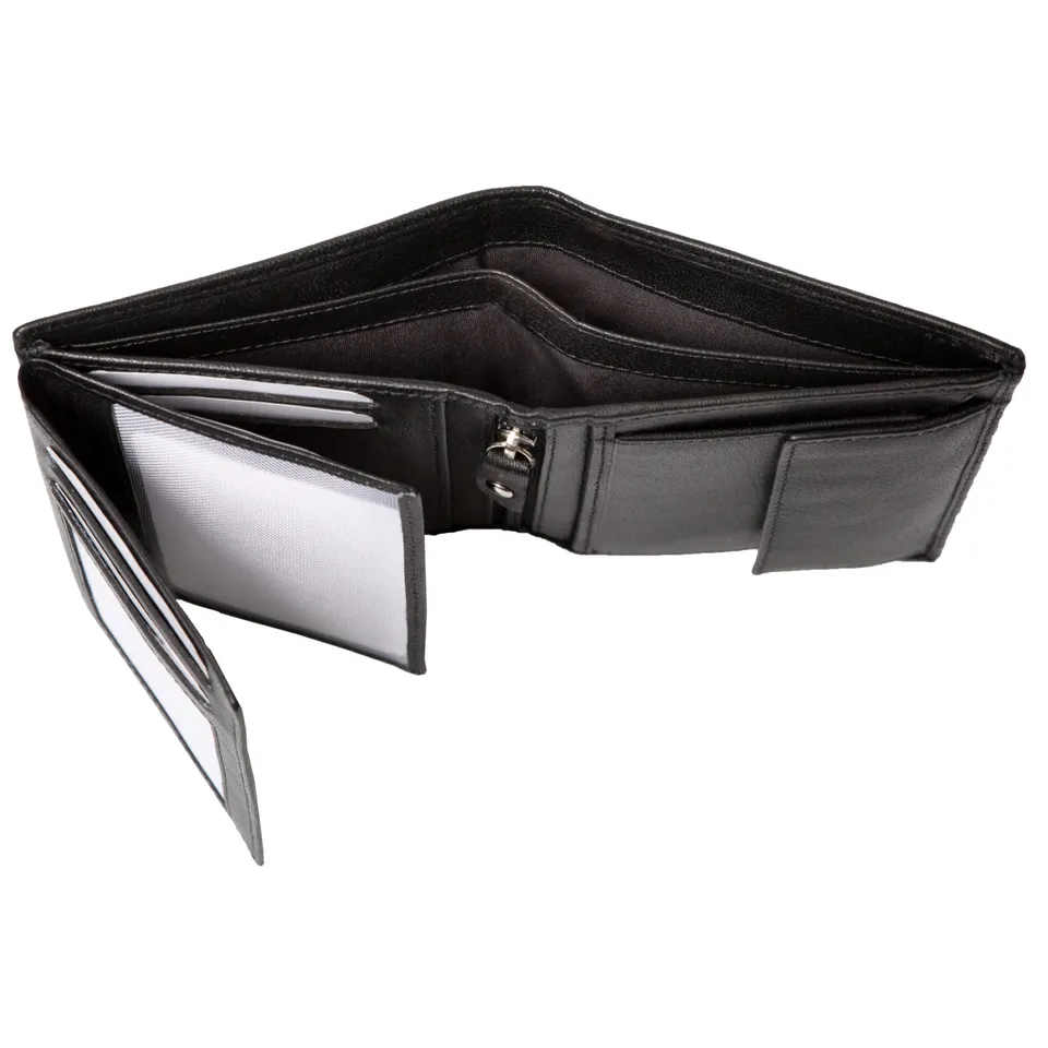 Lightpak Geldbörse Hochformat schwarz Leder 12x9,5 cm