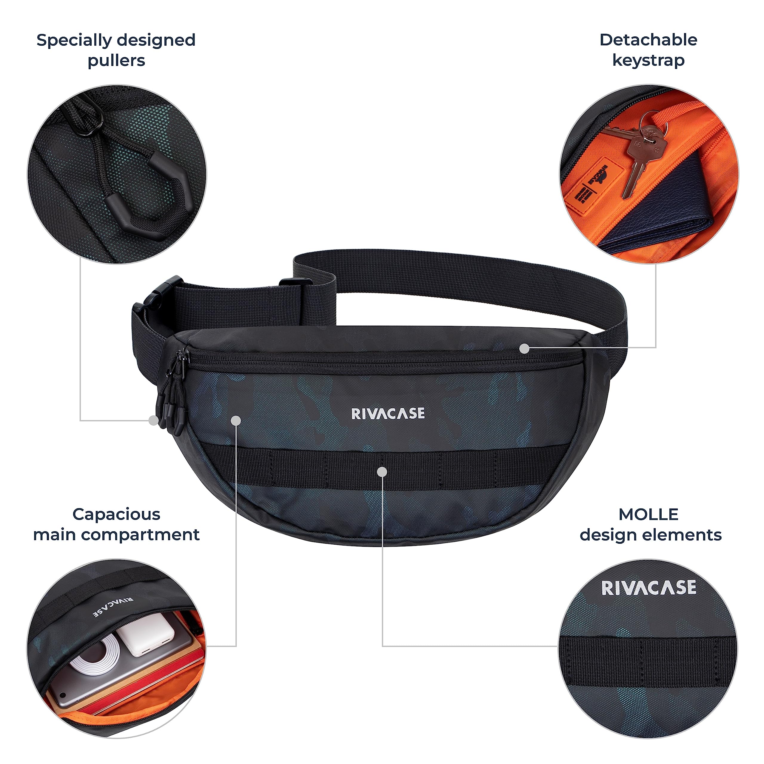 RIVACASE Biscayne Bauchtasche 7 Zoll Tablet wasserdicht