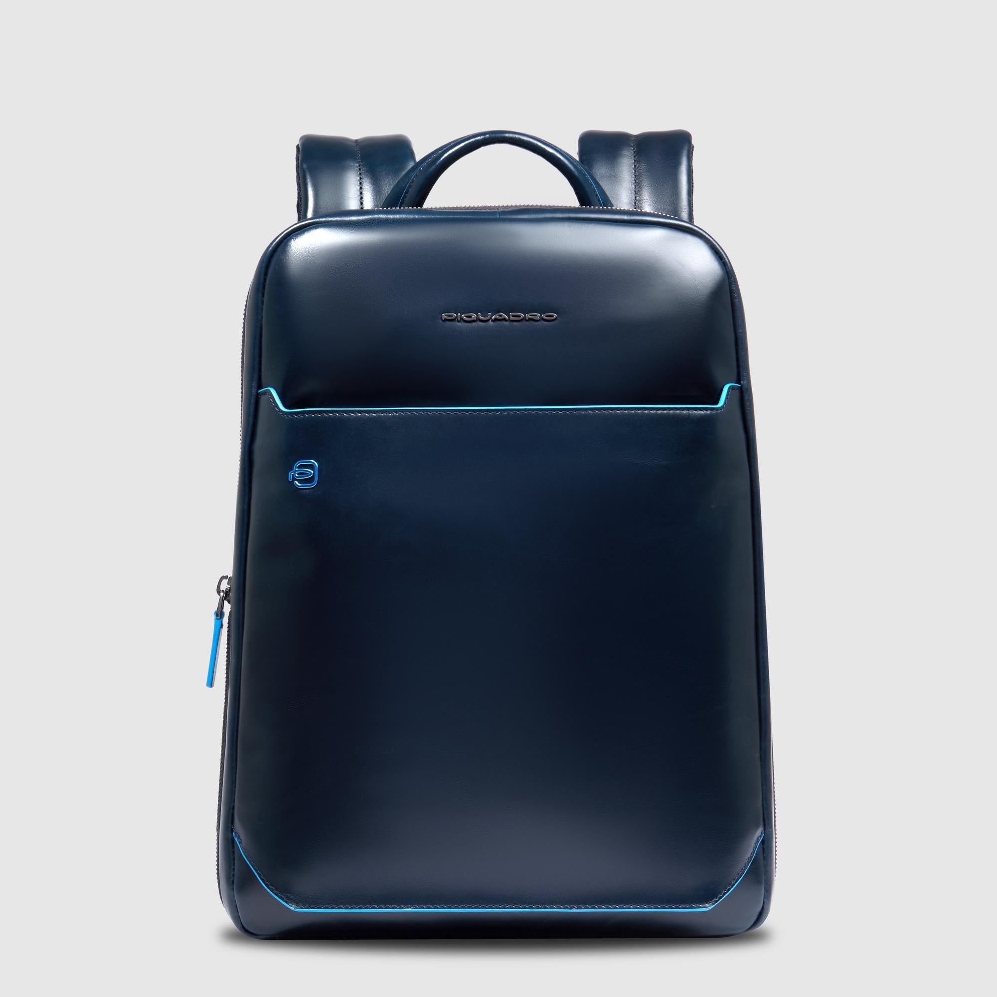 Piquadro Blue Square Rucksack 14 Zoll blau Leder RFID