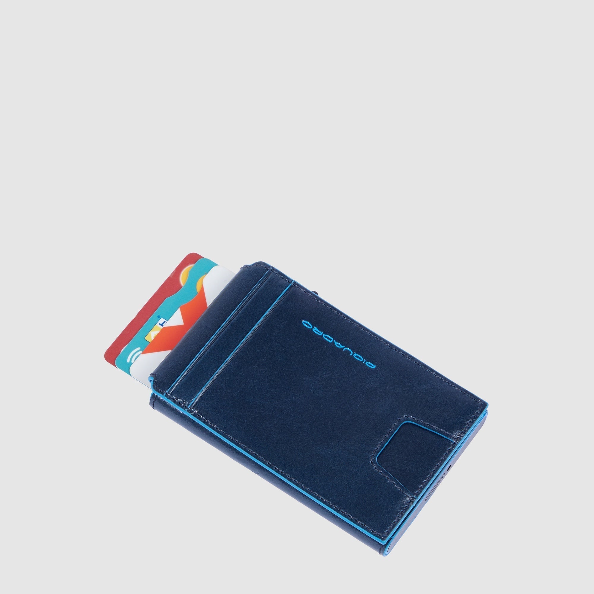 Piquadro Black Square Kartenetui Herren Leder RFID Schwarz
