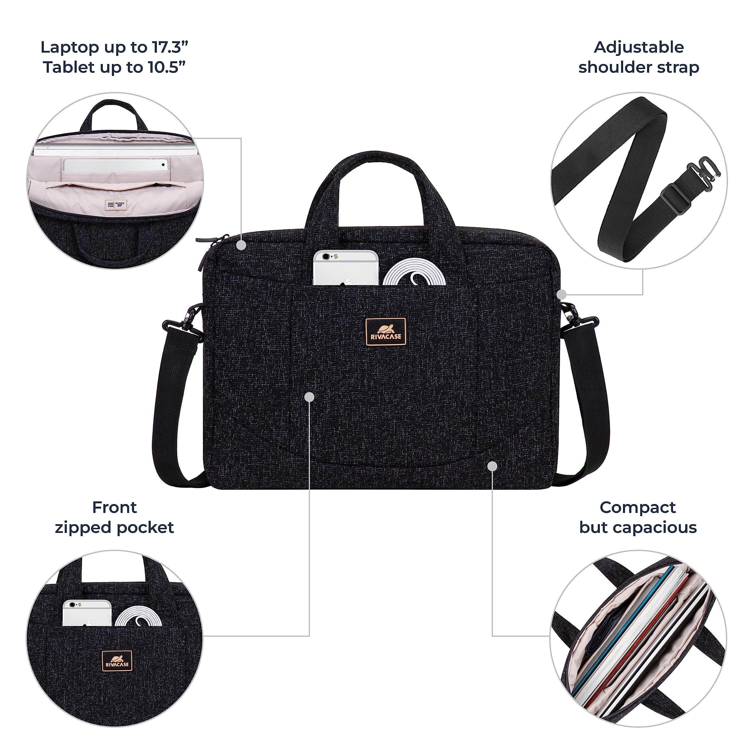 RIVACASE Tiergarten 15,6 Zoll Laptoptasche schwarz
