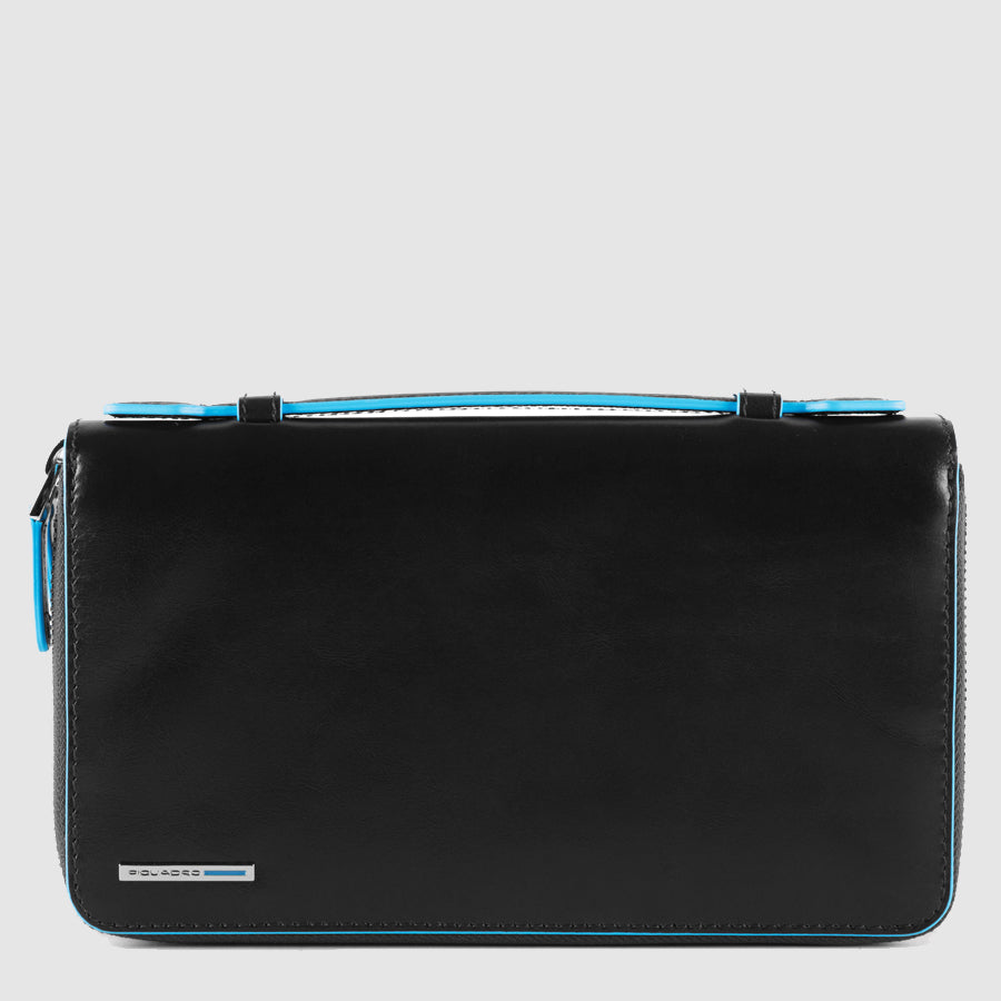 Piquadro Blue Square Reiseetui Leder Griff Schwarz RFID