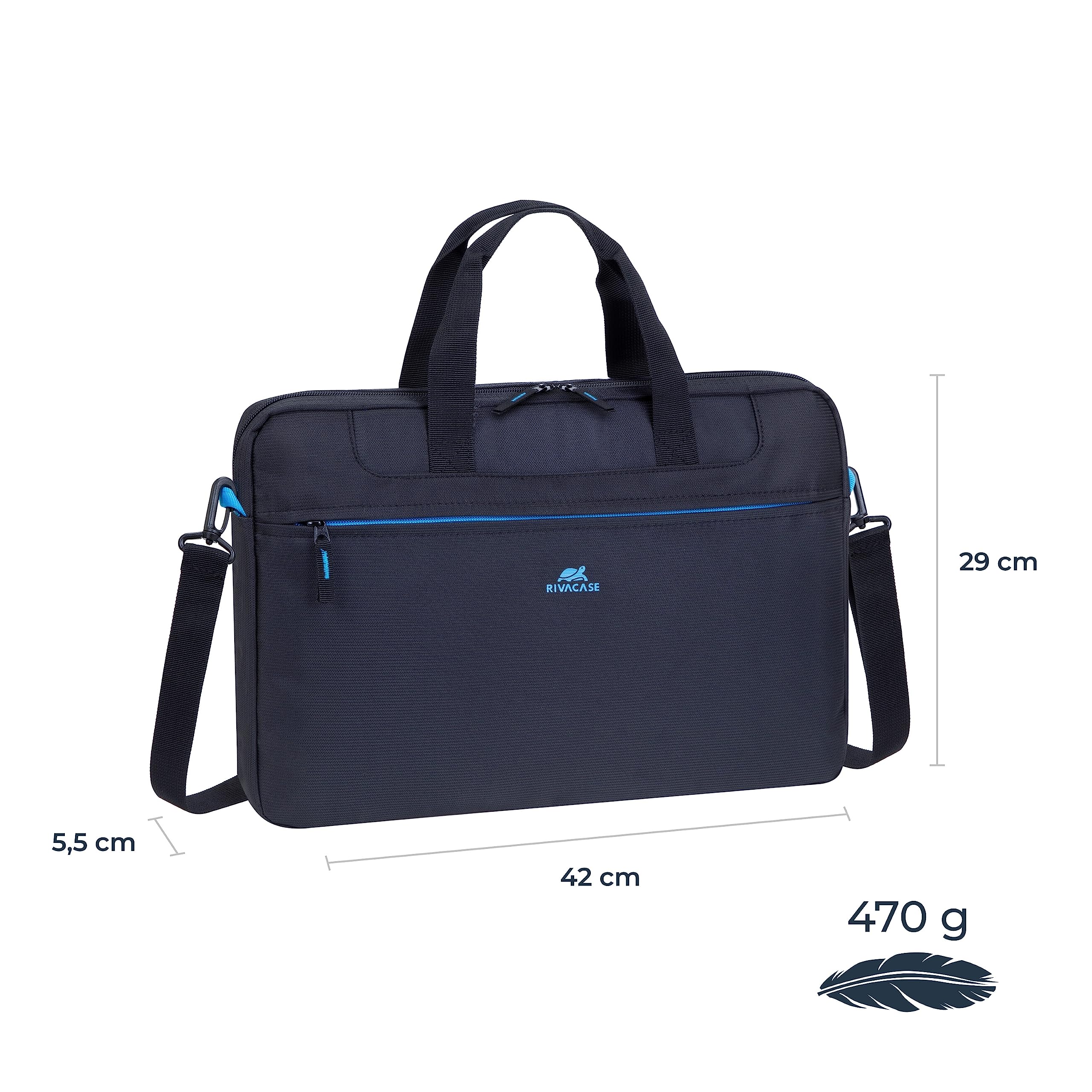 RIVACASE Prater Laptoptasche 15,6 Zoll Schwarz-Blau kompakt