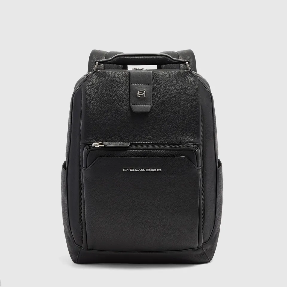 Piquadro Black Square Rucksack Leder 14 Zoll Schwarz
