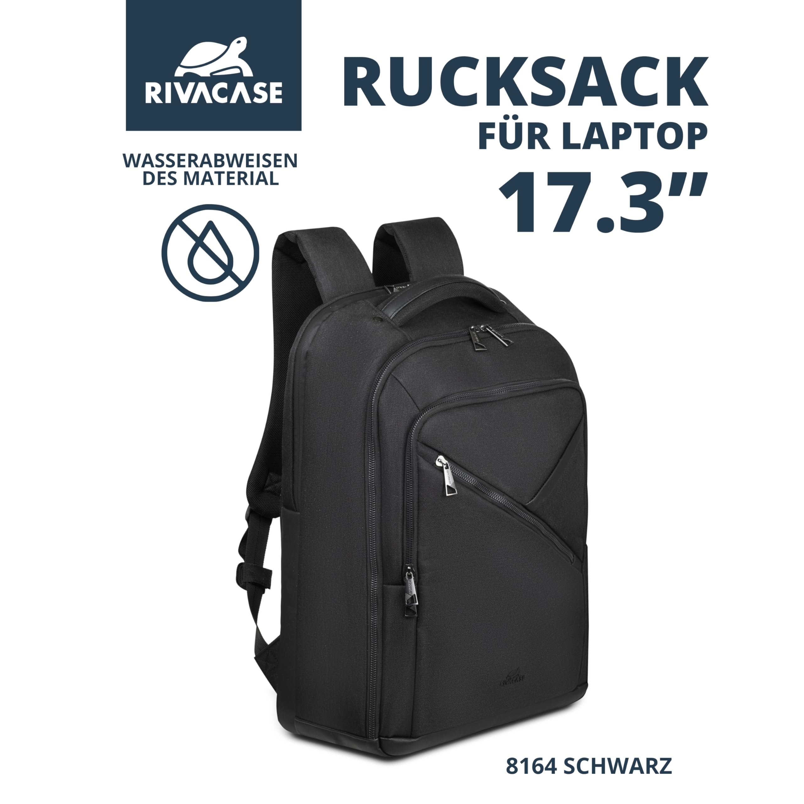 RIVACASE Tegel 17,3 Zoll Laptop Rucksack Schwarz RPET