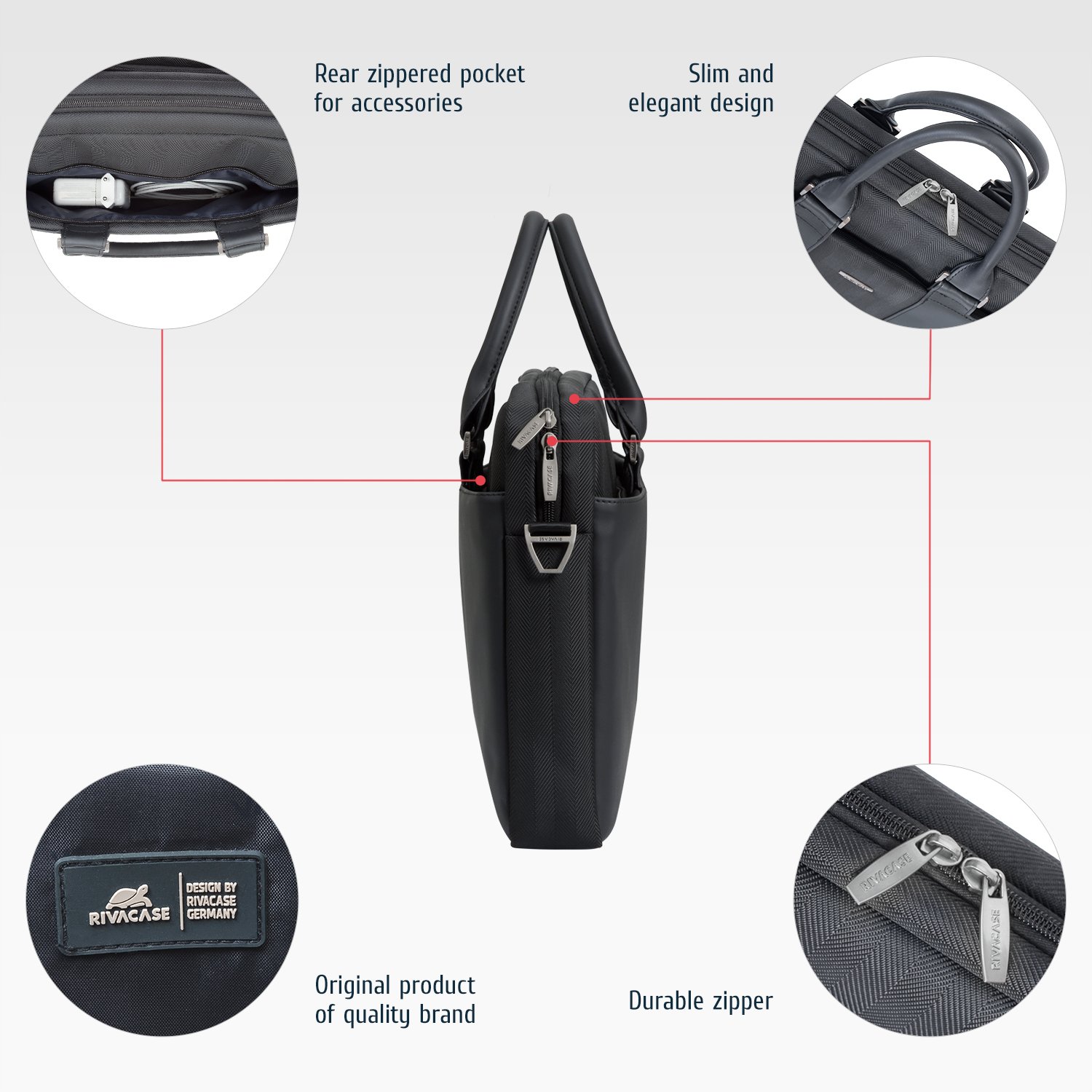 RIVACASE Prater 8135 Laptoptasche 15,6 Zoll Schwarz Slim