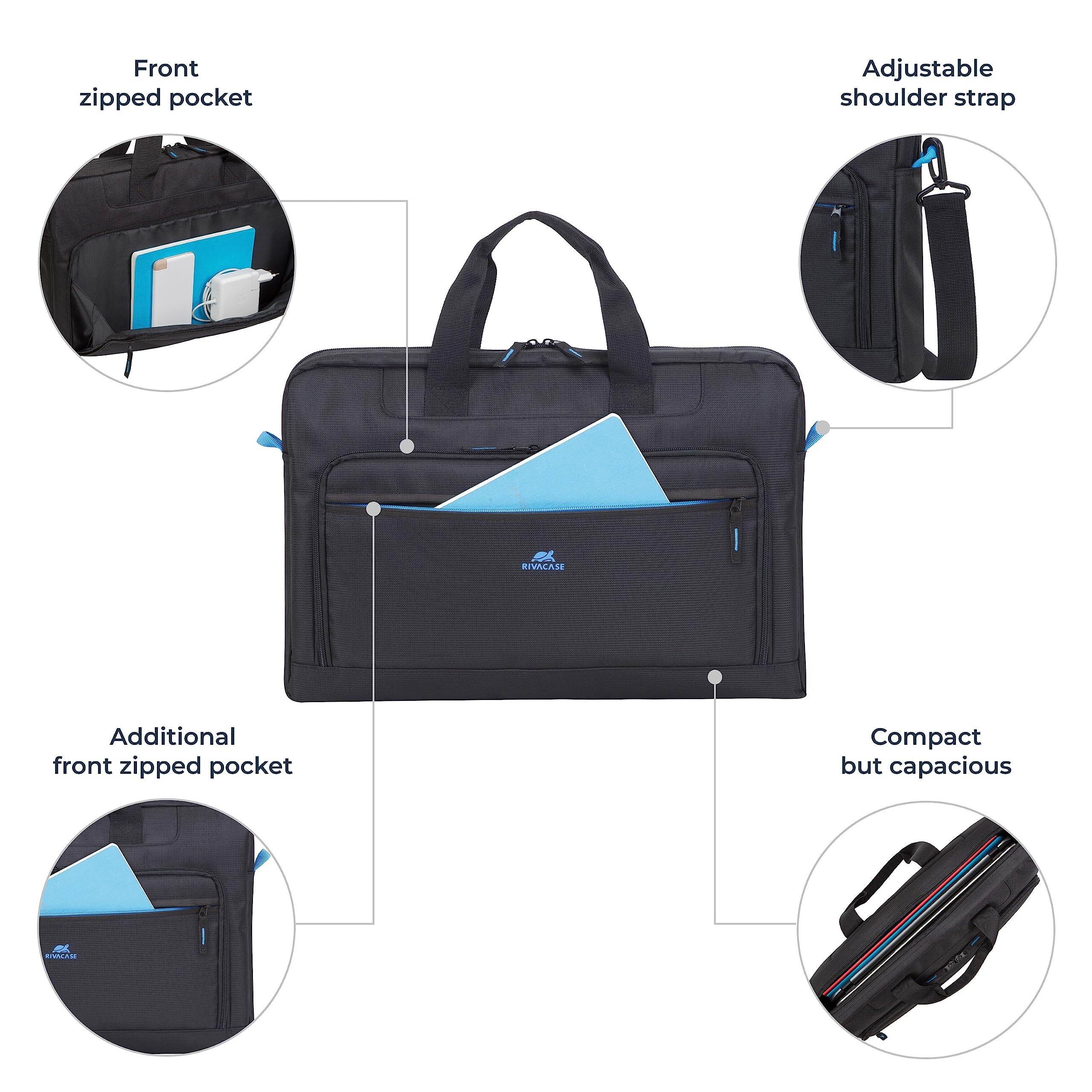 Rivacase Central Laptoptasche 17,3 Zoll schwarz gepolstert
