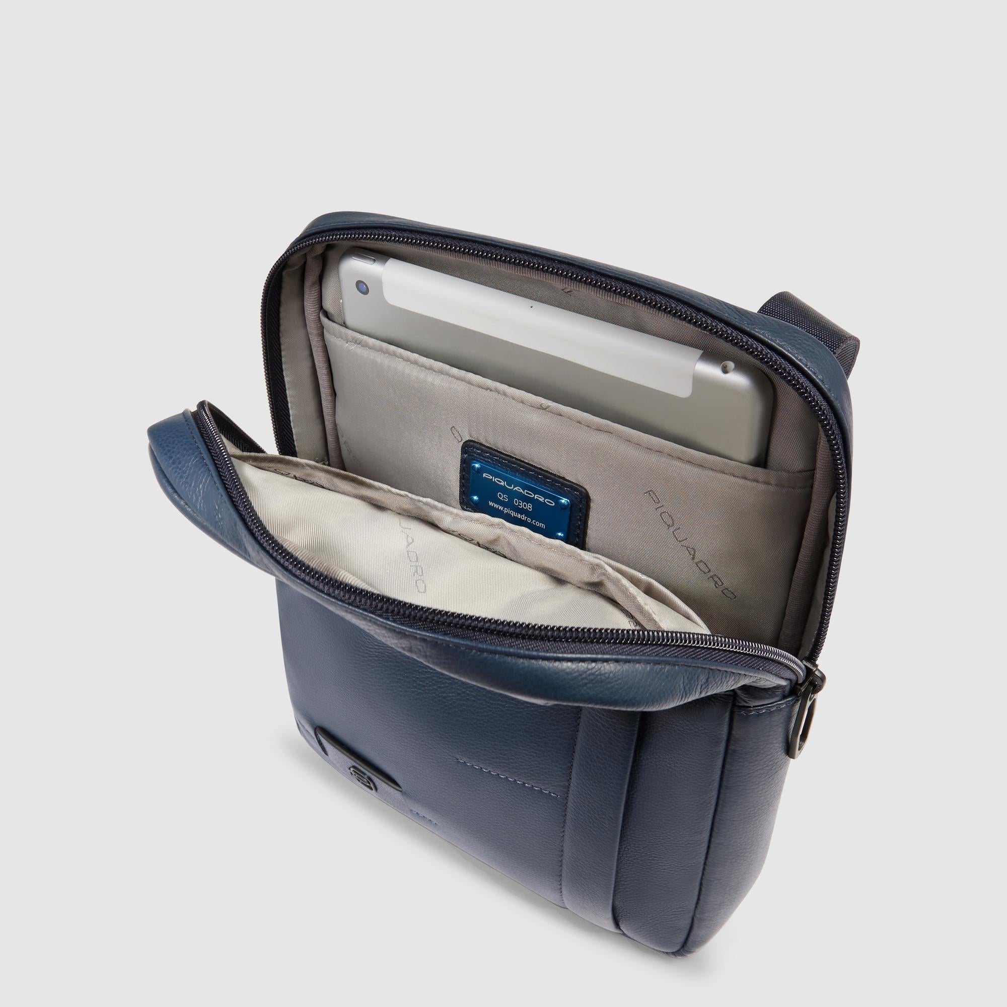 Piquadro Urban Borsello Leder Blau iPad RFID Herren