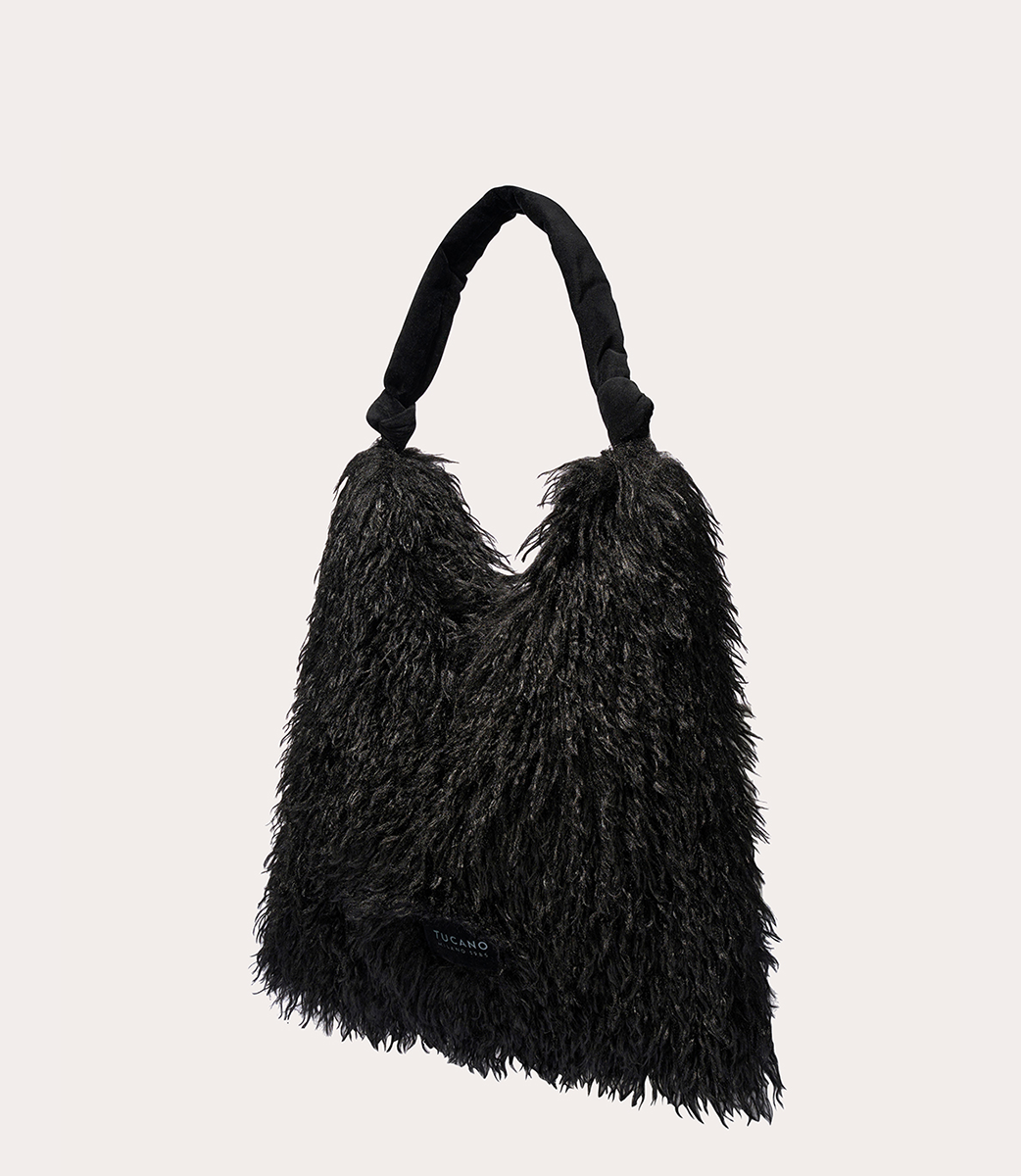 Tucano Mongolian Tote Schwarz Kunstfell Shopper