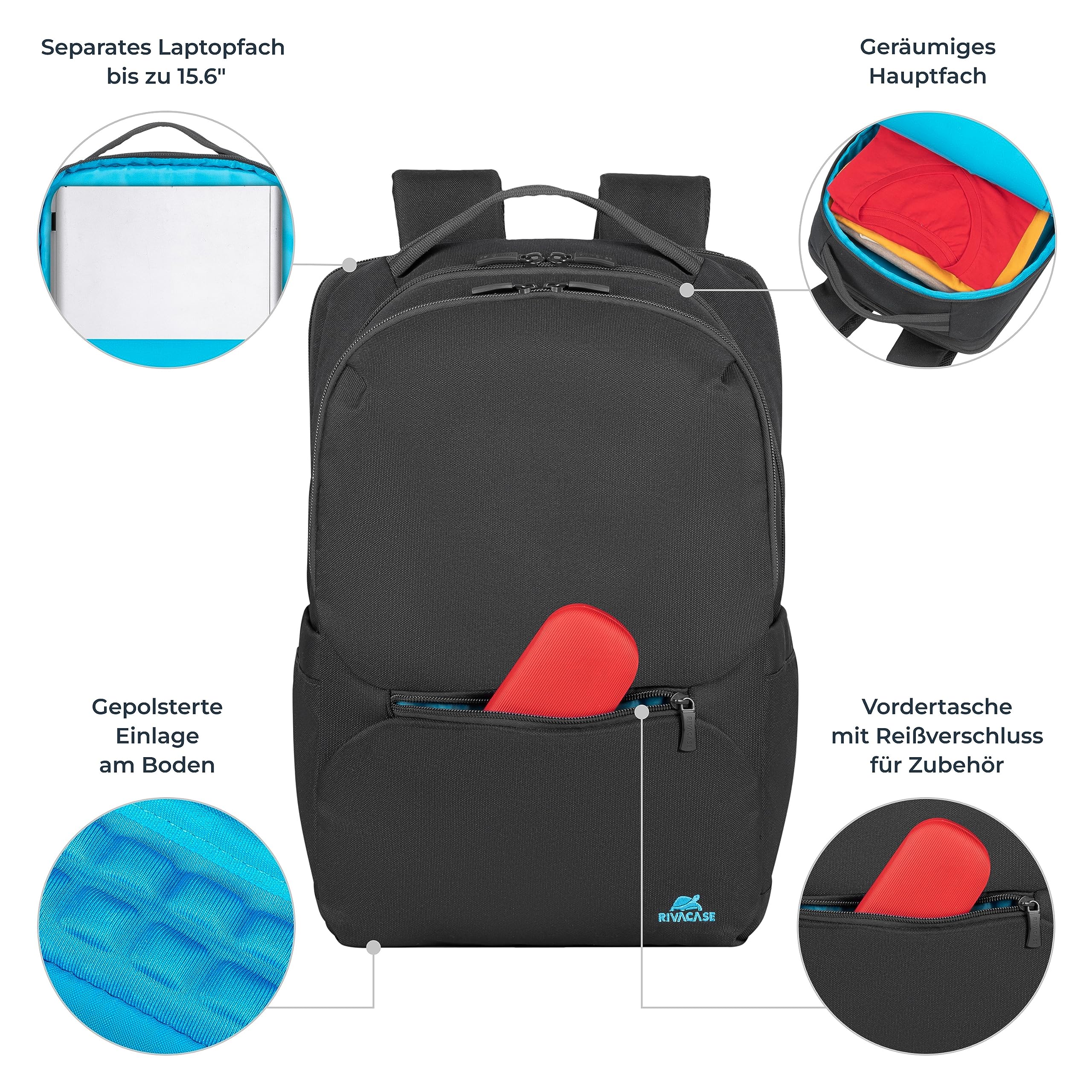 RIVACASE Cardiff Laptop Rucksack 15,6 Zoll 24L Schwarz