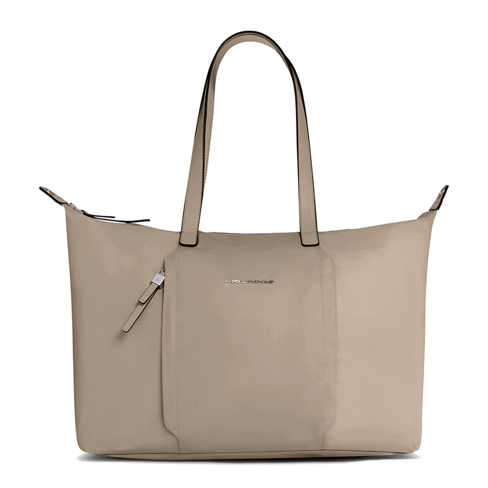 Piquadro Patricia Shopper 15,6 Zoll Leder schwarz faltbar