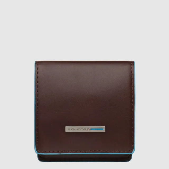 Piquadro Blue Square Münzbörse Leder Schwarz Quadratisch
