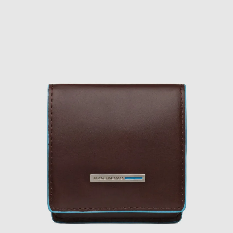 Piquadro Blue Square Münzbörse Leder Schwarz Quadratisch