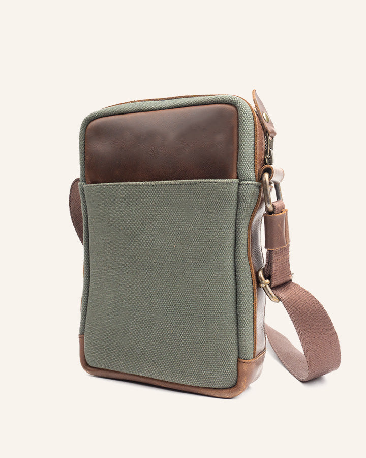 Buckle & Seam Runner Canvas Crossbody Bag Blau Innenfutter