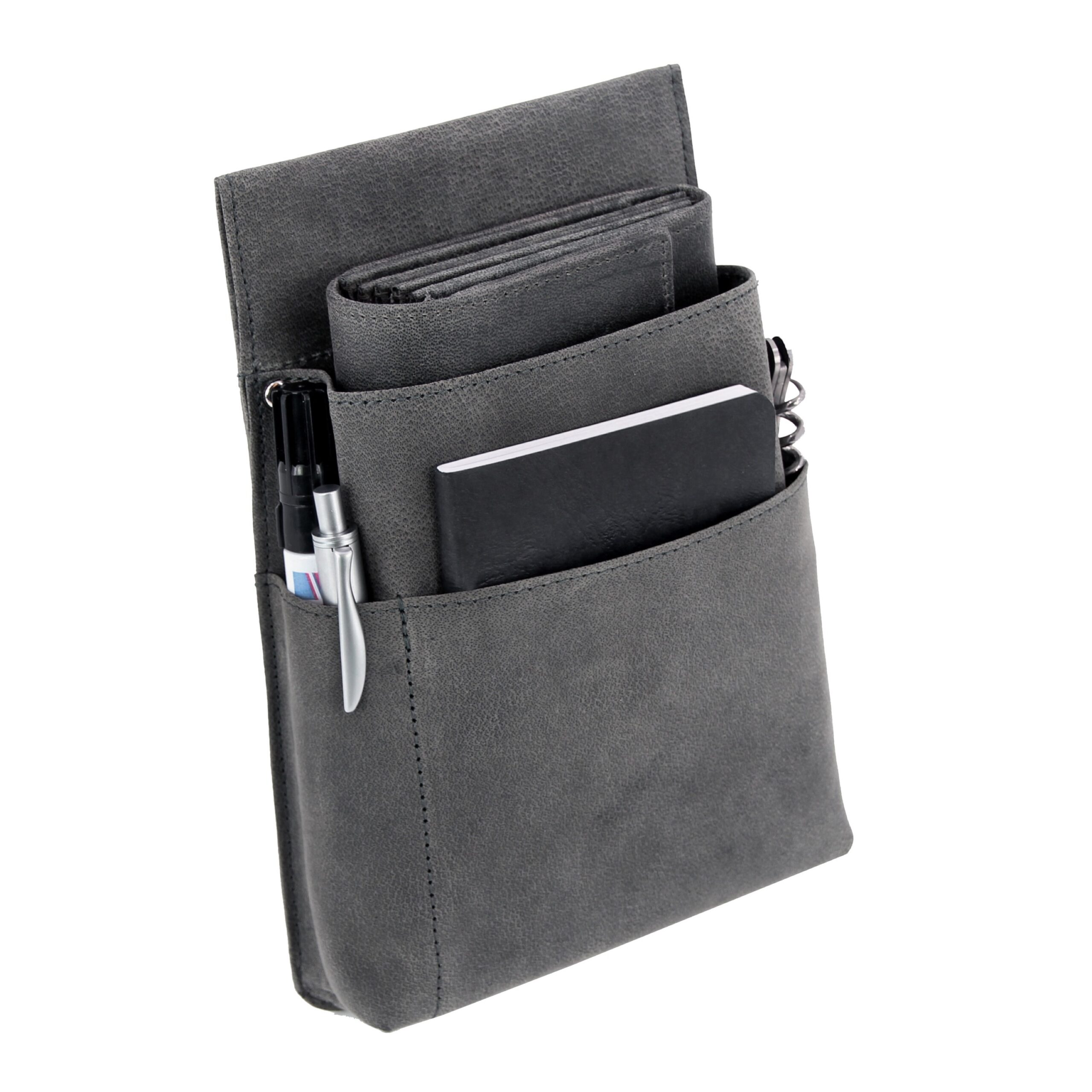 Lightpak Kellnerbörsen Gürteltasche Grau Hunter-Leder 22x15x4