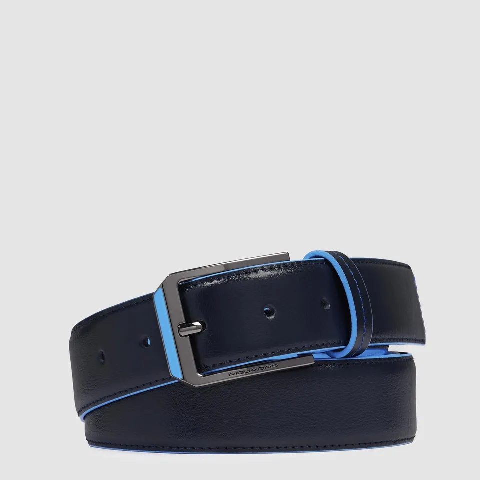 Piquadro Blue Square Ledergürtel Herren Blau Dornschließe