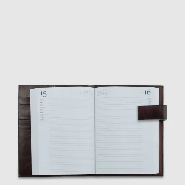 Piquadro Blue Square Agenda Tageskalender Leder Braun Stift