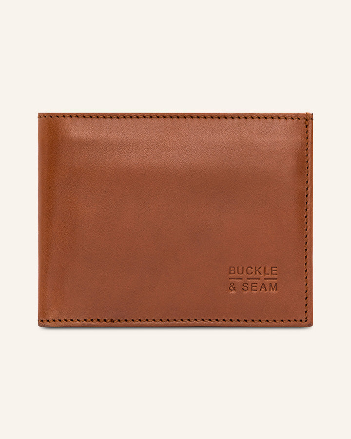 Buckle & Seam Bill Geldbörse Leder Schwarz mit Münzfach