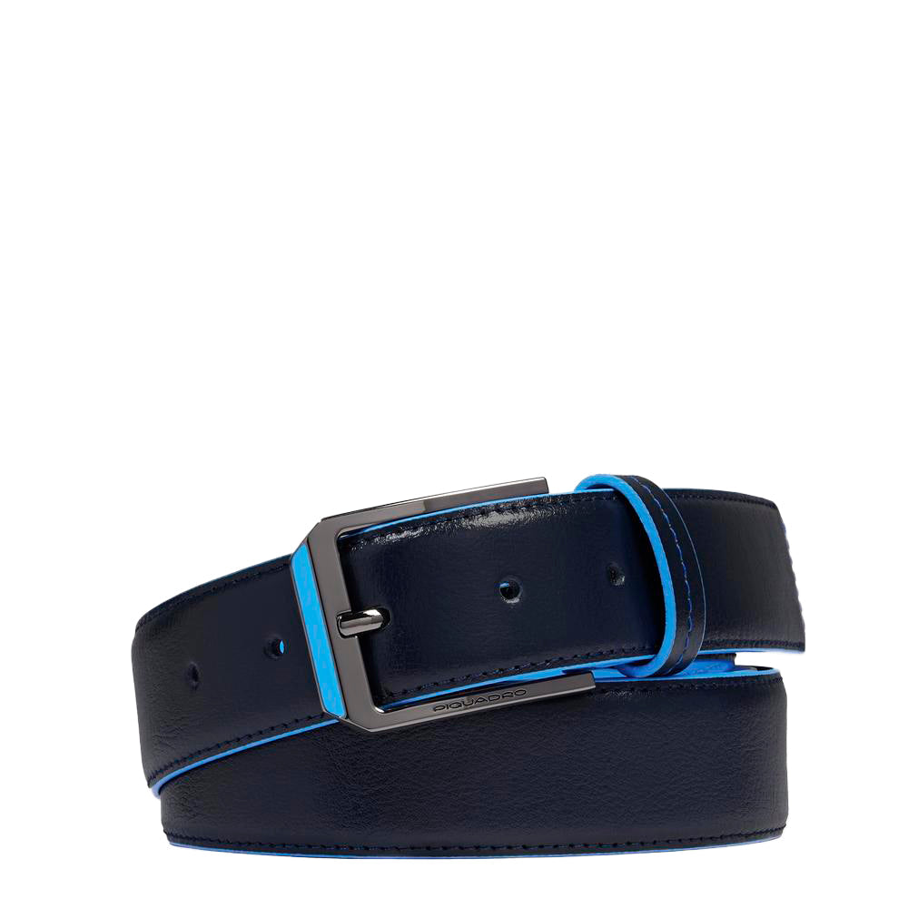 Piquadro Blue Square Ledergürtel Herren Blau Dornschließe