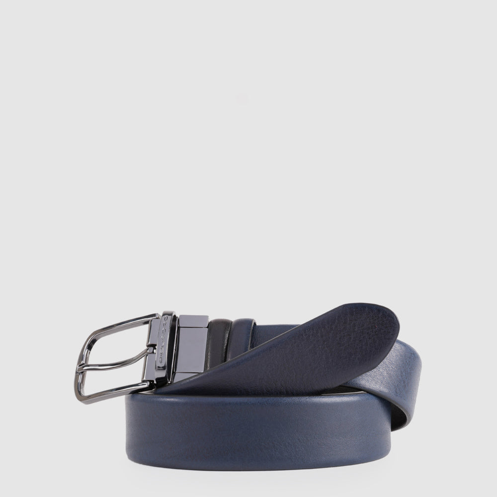 Piquadro Blue Square Gürtel Herren Leder Dornschließe Blau