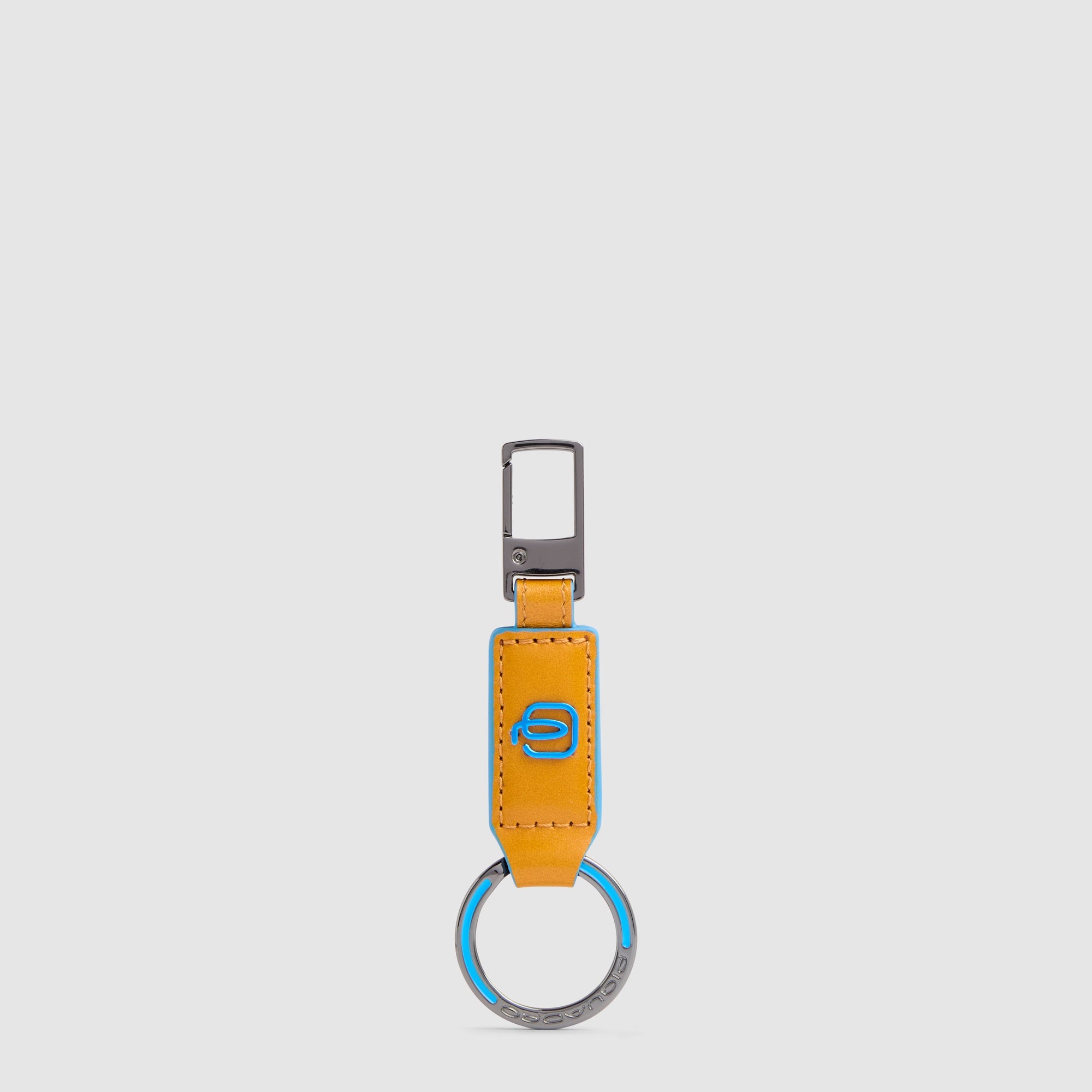 Piquadro Blue Square Karabiner Schlüsselanhänger Blau Leder